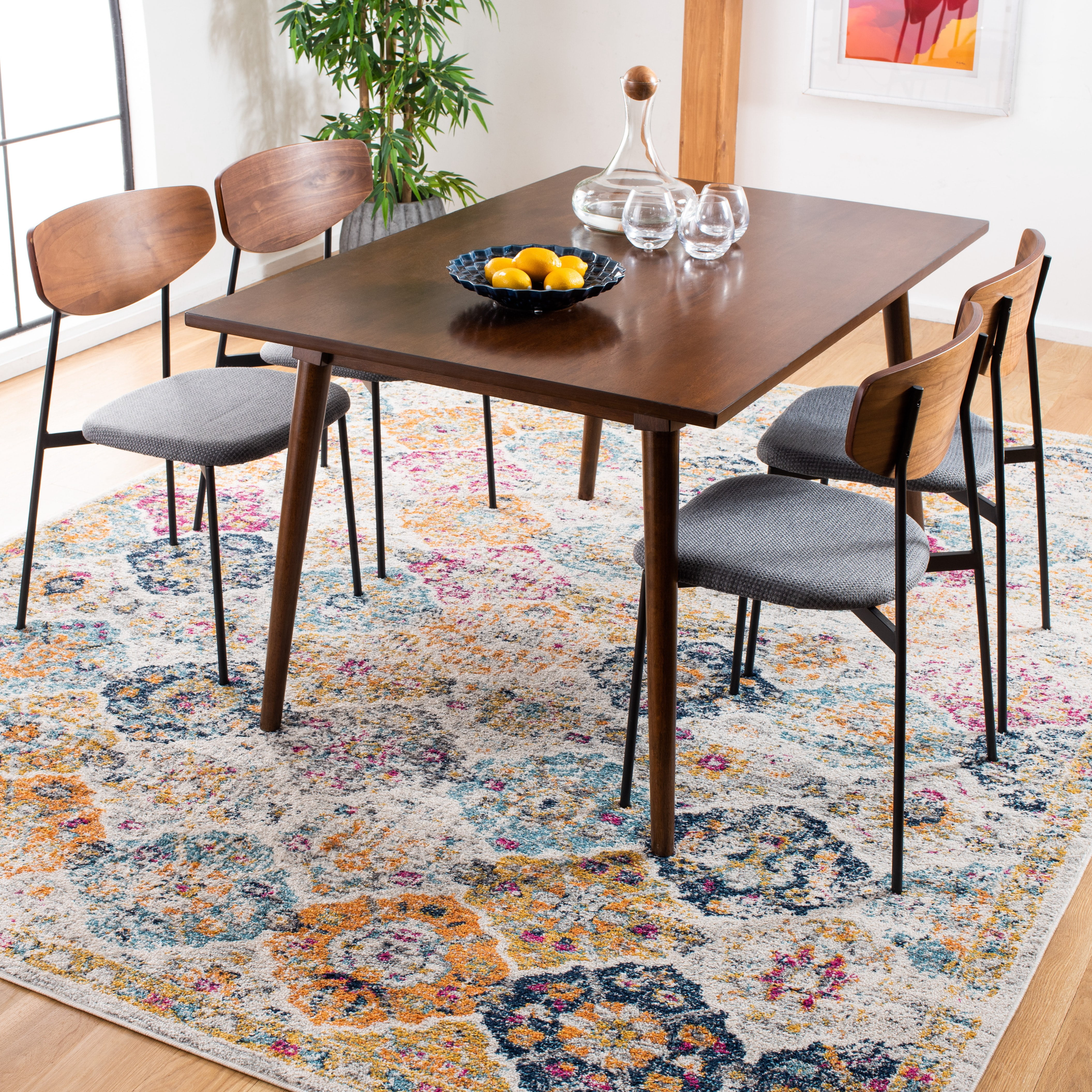 SAFAVIEH Area Rug 9x12 - Madison Collection - Large - Transitional Modern Design, Cream & Multi, Non-Shedding & Easy Cleaning, Ideal for Living Room, Bedroom, Dining Space (MAD611B)