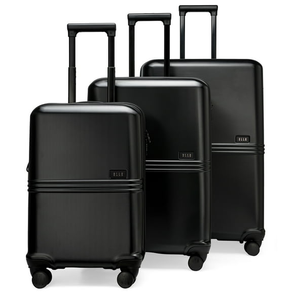 ELLE Expedition 3-Piece Expandable Polycarbonate Hardside Spinner Luggage Set, Black
