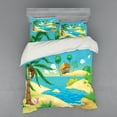 thumbnail image 2 of Tropical Duvet Cover Set, Beach View Cartoon with an Arbor Trees Foliage Plants Nursery Print, Bedding Set with Shams and Fitted Sheet, 3 Sizes, by Ambesonne, 2 of 3