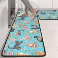 thumbnail image 2 of Cat and Flower Blue Pattern Anti Fatigue Kitchen Rugs Set Of 2, Non Slip Washable Decorative Floor Mats for Sink Laundry and Home Use, 17"x47", 2 of 5