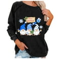 thumbnail image 1 of Chandail en Molleton de Noël pour Femmes Imprimé Mode Pull Mi-Long Col Rond Pull Chaud Vacances Xmas Extérieur Manches Longues Fermeture Cardigan, 1 of 5