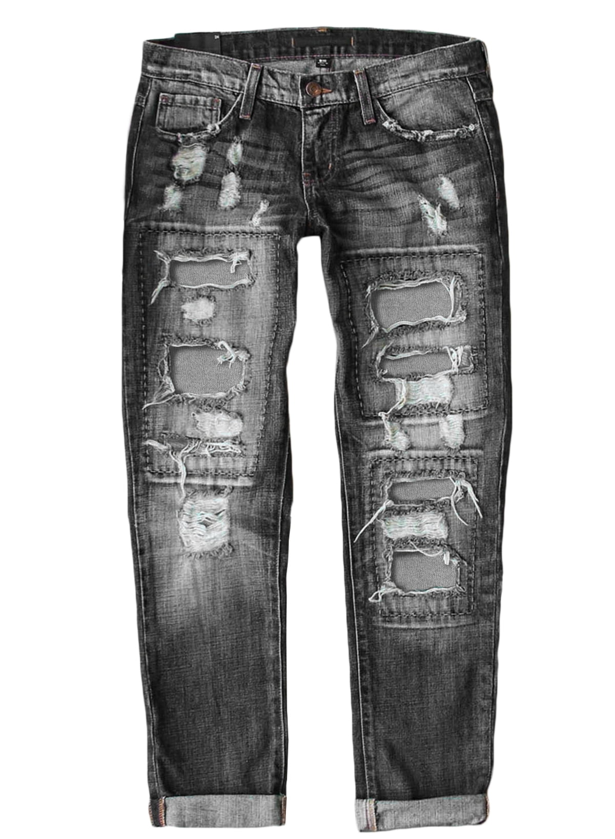Eytino Straight Leg Boyfriend Jeans for Women Destroyed Distressed ...