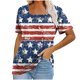thumbnail image 1 of Camisetas Cortas para Mujeres Día de la Independencia Patriótica Cuello Color Manga Corta, Top de Impresión Casual para Diario, Fiesta Y Todas las Estaciones, 1 of 4