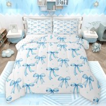 Castle Fairy Kawaii Ribbon Bow Boy Girl 3 Pieces Queen Comforter Set,Dreamy Princess Ultra Soft Bedding Sets,Polka Dots Bedding Comforter Set Breathable,Super Cozy Room Decor,Reversible