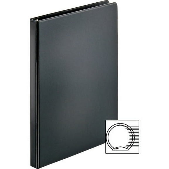 Business Source Basic Round Ring Binders 1/2" Binder Capacity - Letter - 8 1/2" x 11" Sheet Size - Round Ring Fastener(s) - Vinyl - Black - 8.96 oz - 1 Each