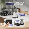 thumbnail image 5 of Universal Electric Moka Pot, 6-Cup Italian Coffee Maker, 480W Espresso Machine with Detachable Base, Cool-Touch Handle, and Reusable Filters, 5 of 8