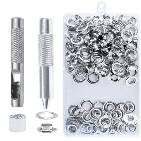 

KAOU 1 Set Eyelet Button Easy to Use Hole Punching Kit for Waterproof Tarpaulins Curtains Awnings Shoes Bags Silver One Size