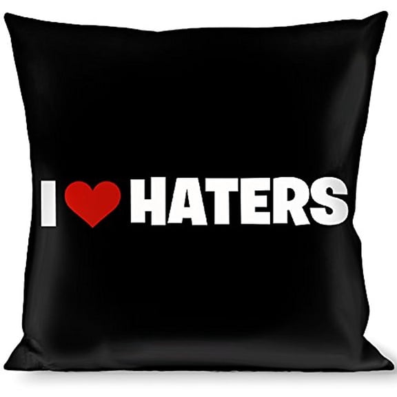 Buckle-Down Throw Pillow - I "Heart" HATERS Black White Red