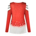 thumbnail image 4 of Gibobby Playeras Mujer Tops navideños estampados con hombros descubiertos Tops Sexy manga Otoño/Invierno largo de talla grande Tops（Rojo， M), 4 of 5