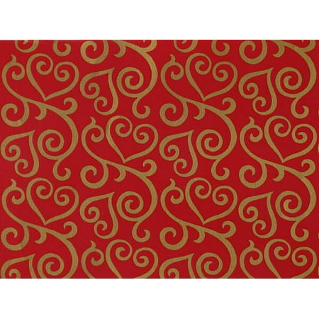Pack of 1, Scrolled Hearts Gift Wrap 24" x 417' Gift Wrap Half Ream Roll for Holiday, Party, Kids' Birthday, Wedding & Special Occasion Packaging