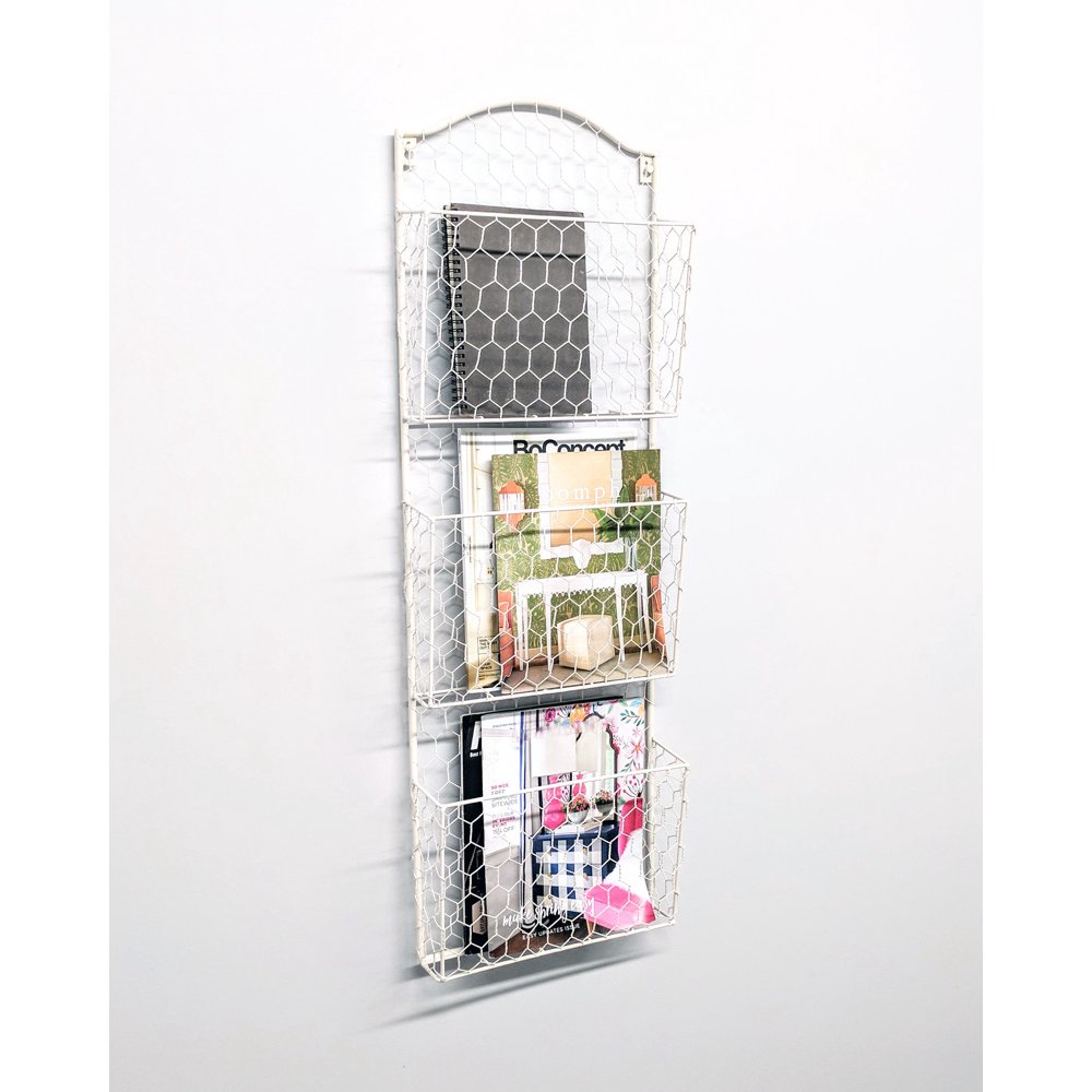 Designstyles Three (3) pocket Wall File Holder, Chicken Wire design