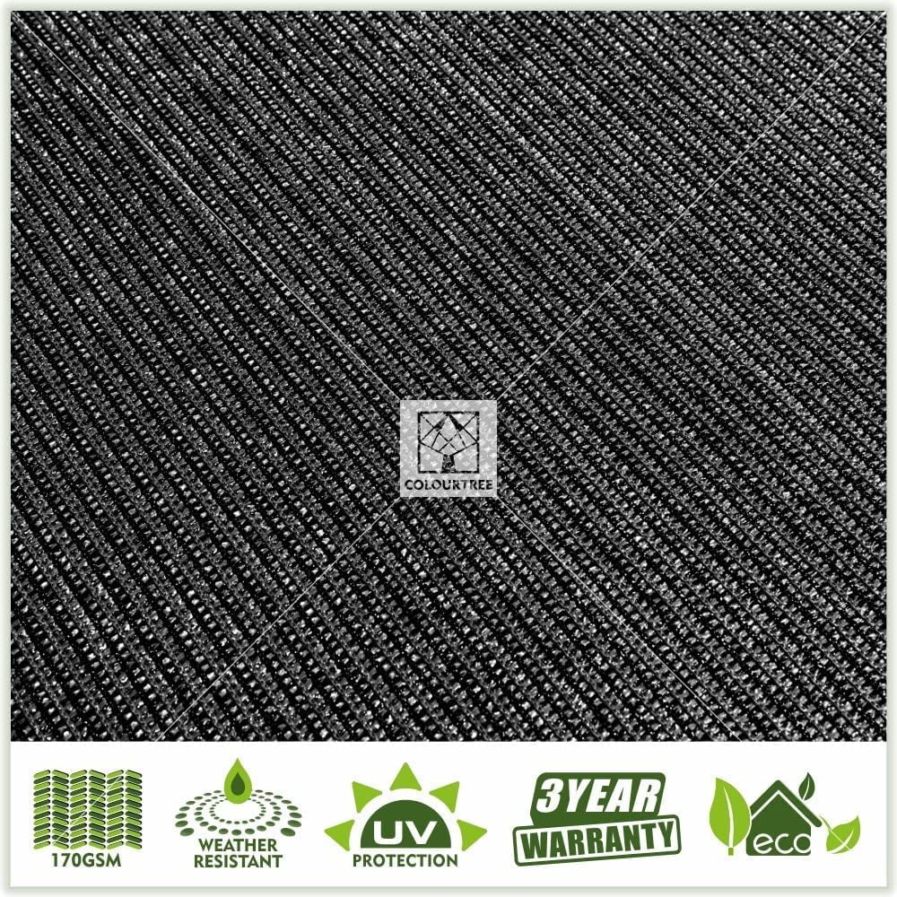 ColourTree 3' x 50' Black Fence Privacy Screen Windscreen Cover Shade Fabric Cloth, 90% Visibility Blockage, with Grommets, Heavy Duty Commercial Grade, Zip Ties Included - (We Make Custom Size)