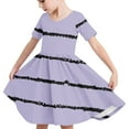 thumbnail image 6 of Girls Clothes under $5 Short Sleeve Stripe Print Pleats Toddler Kids Girls Cute Stretchy A Line Dress 4-14 Years, 6 of 6