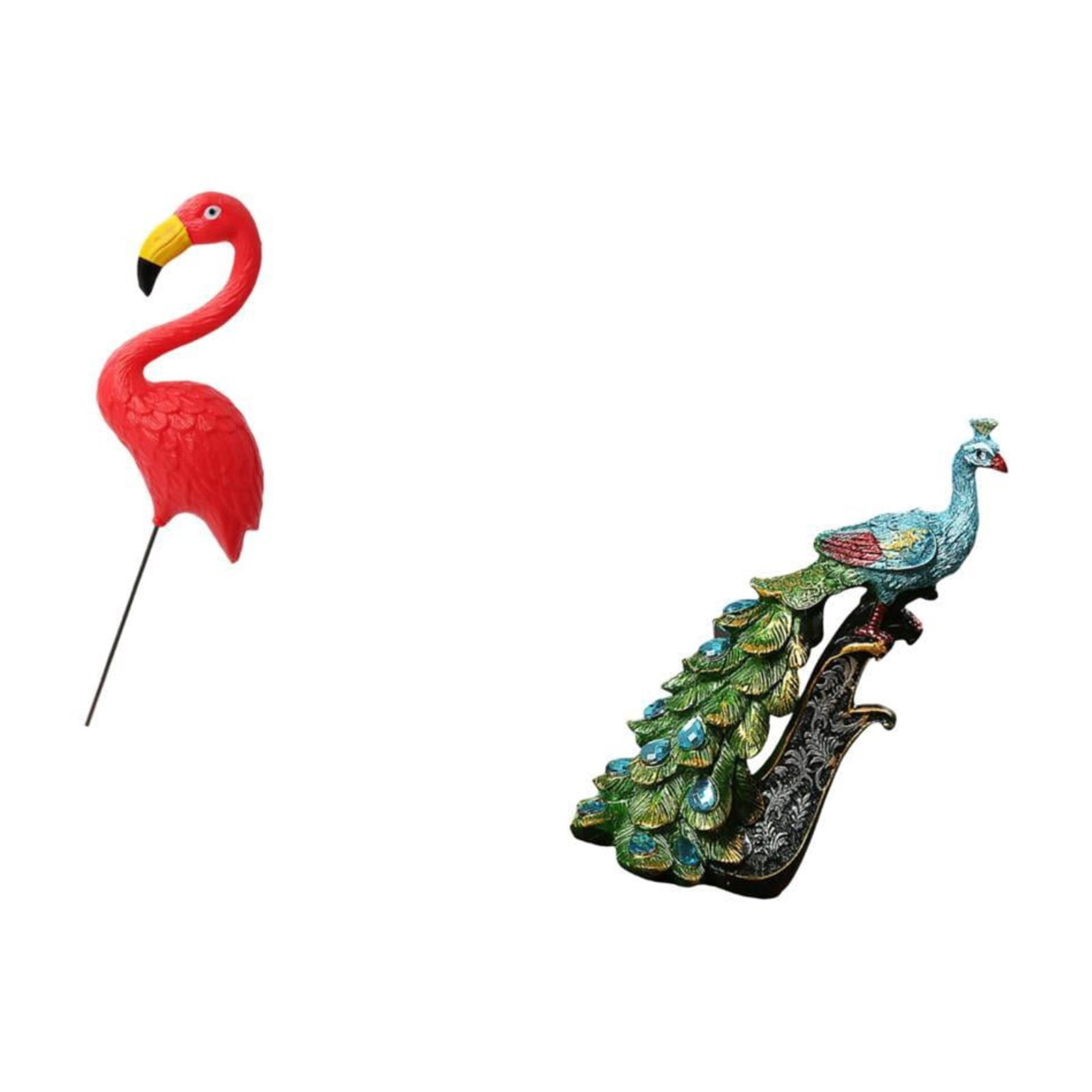 Miulika Bird Peacock Statue Figurine Yard Art Ornament Backyard Fairy Garden Accessories Flamingo Garden Stake Sculpture Animal Collection Elegant Tabletop Ornament for Holiday Spring Bedroom