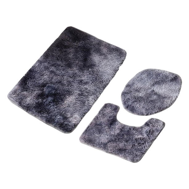 Juego de alfombrillas de baño de 3 piezas para baño con tapa de inodoro Alfombra de contorno Absorbente de agua Juego de alfombras de baño antidesliza Gris Soledad Alfombra de baño