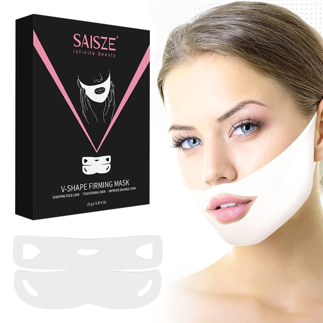 SAISZE 5 Pcs V Shaped Slimming Face Mask, Double Chin Reducer V Line