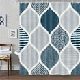 thumbnail image 6 of Blue and Grey Shower Curtain for Bathroom, Light Blue White Dark Gray Navy Bohemian Chic Geometric Pattern Fabric Shower Curtains Set, Modern Paisley Restroom Decor Accessories with Hooks 60x72inches, 6 of 8