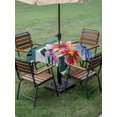 thumbnail image 4 of Outdoor Tablecloths with Umbrella Hole & Zipper, Spring Daisy 60x60 Inch Square Tablecloths, Turquoise Modern Abstract Art Dots Floral Waterproof Table Cloth, Patio/Pool/Picnic Table Covers, 4 of 8