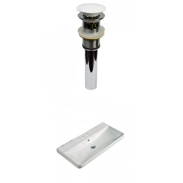 American Imaginations 31.89-in. W 3H4-in. Ceramic Top Set In White Color - Overflow Drain Incl. AI-30770