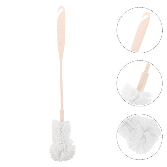 BESTOYARD 1Pc White Sponge Cup Brush with Extended Handle for Bottle Cleaning and Easy Storage