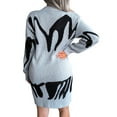 thumbnail image 6 of Qiylii Ladies Sweater Dress, Long Sleeve O-Collar Knitted Middle Dress, 6 of 9