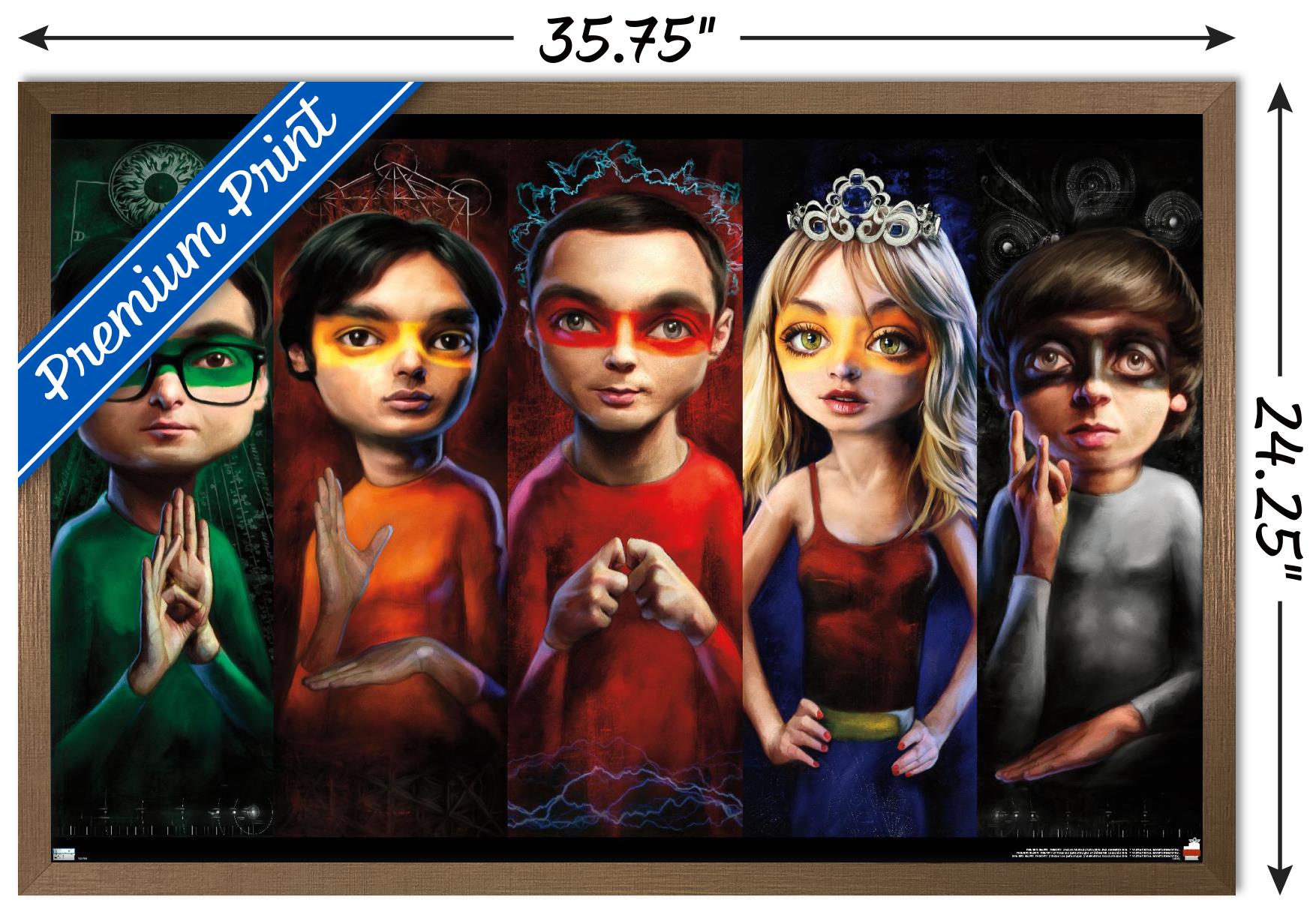 The Big Bang Theory - Faces Wall Poster, 22.375" x 34", Framed