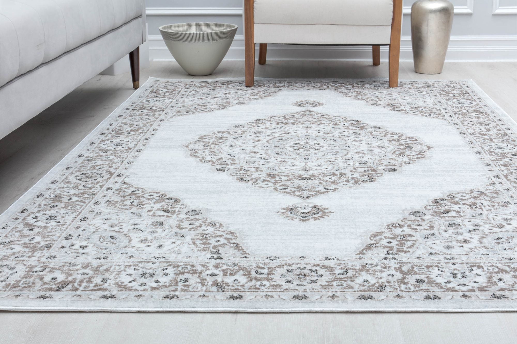 Rugs America Silas SM30C Natural Linens Abstract Vintage Gray Area Rug, 8'0"X10'0"