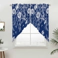 thumbnail image 2 of Swag Valance Curtains for Windows, Navy Blue Coastal Light Filtering Kitchen Curtains, Starfish Coral Ocean Conch Sea Nautical Window Treatment Valances for Living Room, 36x45 - 2 PCS, 2 of 9