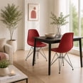 thumbnail image 2 of 2xhome Red Desk Chair Mid Century Modern Industrial Contemporary Plastic Molded Shell Assembled Chair Black Chrome Base, Set of 1, 1 piece, 2 of 6