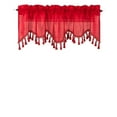 thumbnail image 2 of 1-Piece Wave Valance with Bead-Trim Tassels, Semi-Sheer Light-Filtering, Rod Pocket, Tailored for Kitchen and Living Room Décor Red Color, 52" Wide x 18" Length.", 2 of 5