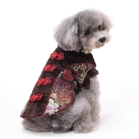 Dog clothes Tang suit pet clothes New Year clothes Dog new year coffee color clothes Unique embroidered dog clothes