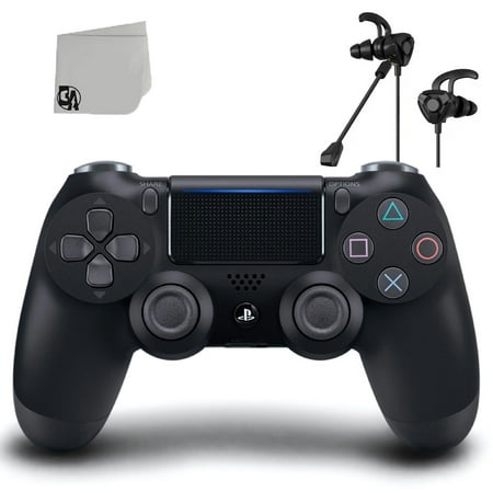 PS4 Wireless Black Blue DualShock Controller Bundle - Like New With Earbuds BOLT AXTION
