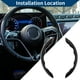 thumbnail image 3 of Cubierta de volante de cuero sintético PU, protector de volante de coche ABS, patrón de fibra de carbono negro, 1 par, 3 of 6