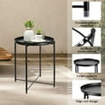thumbnail image 6 of Cerbior Metal Tray End Table, Round Accent Coffee Side Table, Anti-Rust and Waterproof Outdoor Small Side Table, Indoor Modern Sofa Side Table Bedside Table for Living Room Bedroom Balcony (Black), 6 of 10