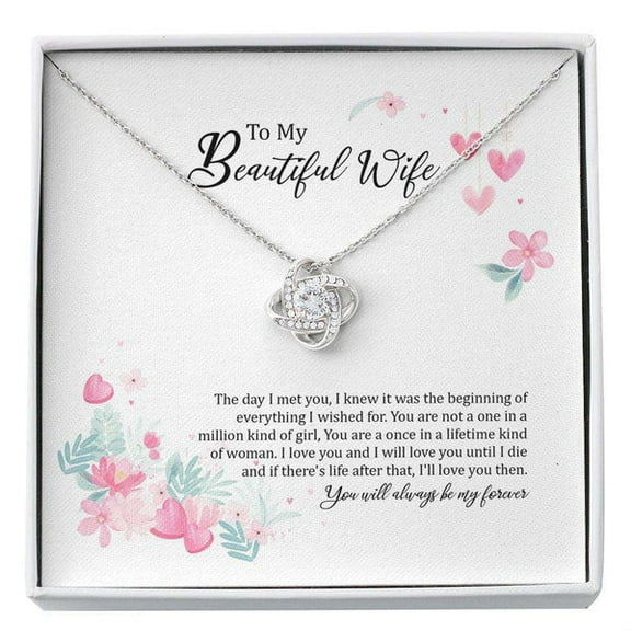 Wife Necklace, Anniversary Necklace Wife Gift Necklace, Birthday Necklace – Meaningful Jewelry with Inspirational Message Card Standard Box