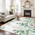 thumbnail image 2 of Green Eucalyptus Leaves Area Rugs 5'x8', Washable Small Throw Rugs for Classroom Bedroom, Summer Botanical Watercolor Daisy Indoor Outdoor Rug Non-Slip Low Pile Carpet Runner Reversible Floor Mats, 2 of 8