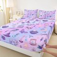 thumbnail image 4 of Castle Fairy Halloween Skull King Sheets 4pcs,Kawaii Gothic Gradient Butterfly Moon Bedding,Lavender Purple,1 Fitted Sheet,1 Flat Sheet and 2 Pillowcases, 4 of 6