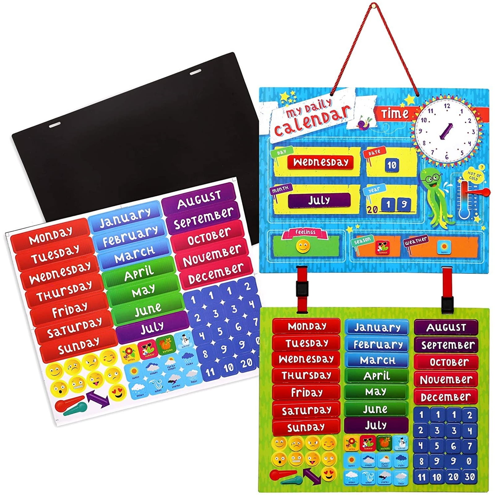 kids-magnetic-daily-learning-calendar-15-8-x-12-7-inch-colorful-calendar-board-for-preschool-education-home-and-classroom-hang-on-wall-or-fridge-weather-day-time-feelings-season-walmart-com
