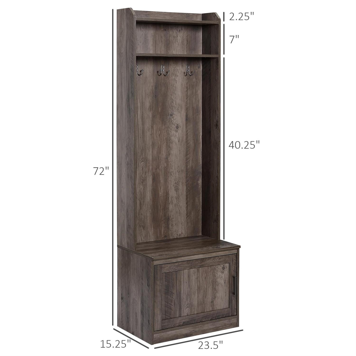Demi Bonn 72" Hall Tree with Shoe Storage & Coat Rack, Rustic Entryway Storage, Shoe Bench, Coat Tree for Hallway & Mudroom, Brown