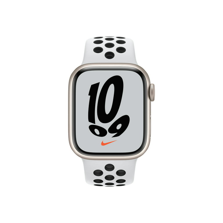 Apple Watch Series 7 (GPS) - 41 mm - starlight aluminum - smart watch with sport band - fluoroelastomer - pure platinum/black - size: S/M/L - 32 GB - Wi-Fi, Bluetooth - 1.13 oz - Walmart.com