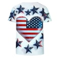 thumbnail image 4 of Summer Save 4Th Of July Patriotic Shirt For Women Independence Day Tee Usa Flag Star Stripe Tops Regular Size Slim Fitted Tee Shirts Round Neck T-Shirts Rolled Sleeve Shirt Boho Beach Holiday Clothes, 4 of 5