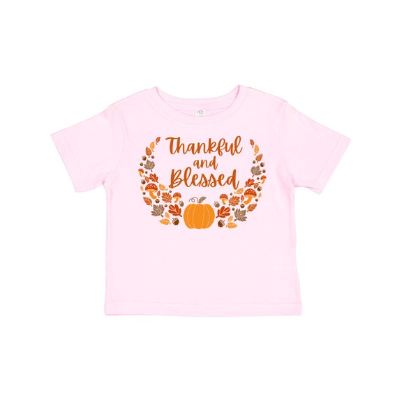 Inktastic Thankful and Blessed Pumpkin and Fall Leaves Boys or Girls Toddler T-Shirt
