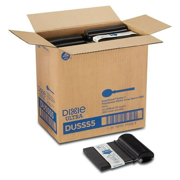 Ultra SmartStock Series-T Polystyrene Soup Spoon Refill, Black, 960/Carton (DUSSS5)