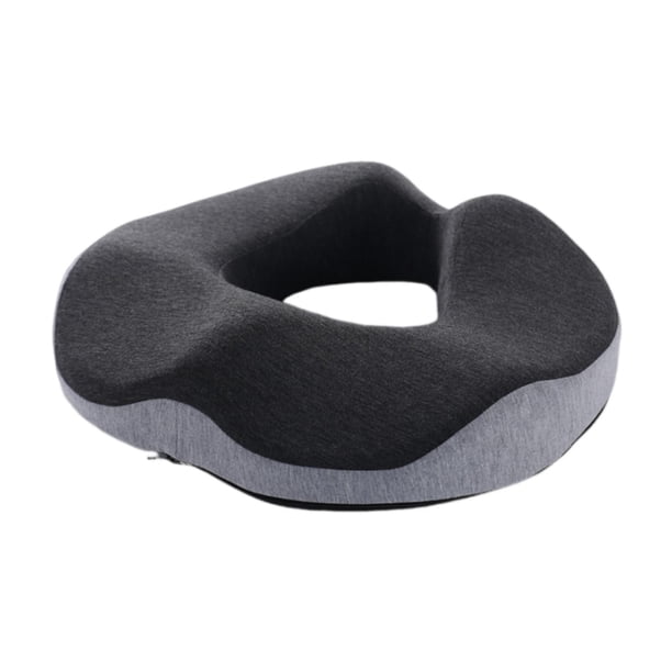Cojín de asiento, cojín de espuma viscoelástica, cómodo, transpirable, ergonómico con diseño hueco, cojín de asiento en forma de dona para oficina y gris claro oscuro