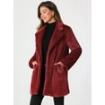 thumbnail image 2 of DARING DIVA Women's Lapel Faux Fur Fuzzy Warm Jacket Overcoat XL Red, 2 of 6
