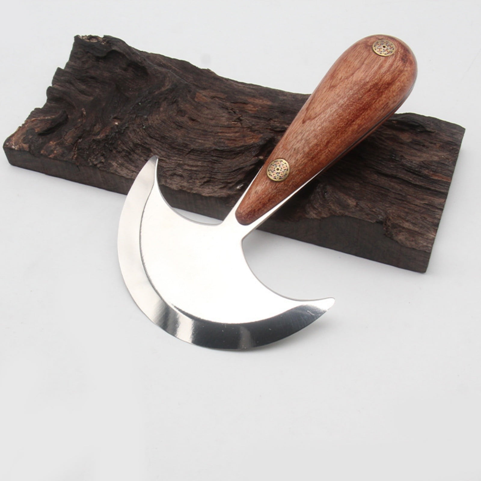 Half Round Leather Cutting Knife – High-Speed Steel Skiving & Trimming Tool with Pearwood Handle for DIY Leathercraft, Wallet, Belt & Bag Making (Small / Medium / Large)