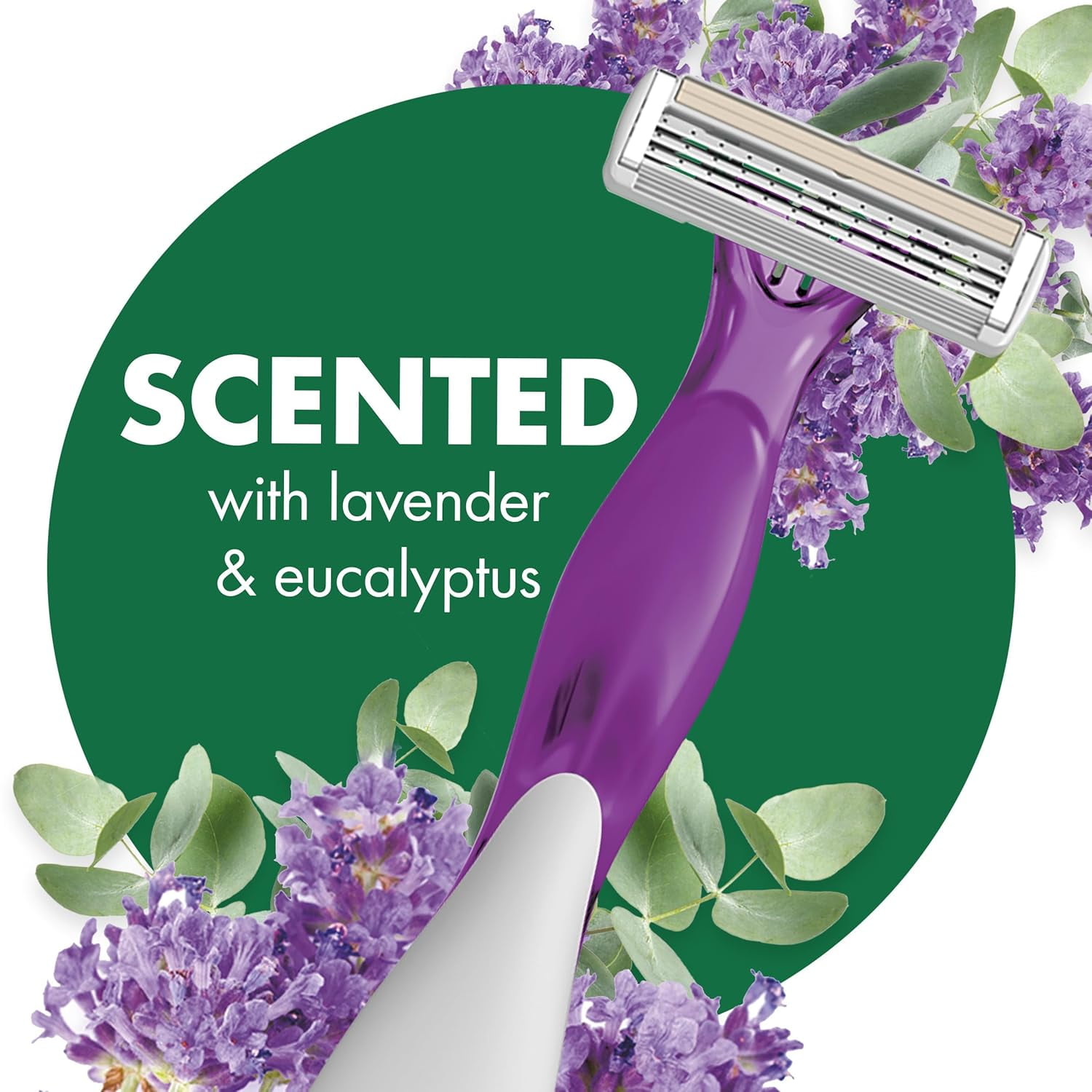 BIC Soleil 4 Escape Scented Women's Disposable Razors With 4 Blades, Comfortable Shave, Lavender & Eucalyptus Scented Handle Shaving Razors for Women, 4 Count