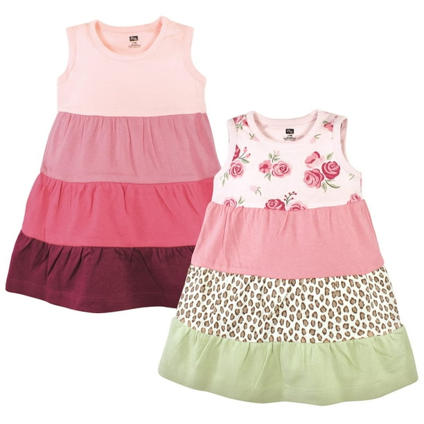 Hudson - Vestidos De Algodón Para Niña Pequeña, Multicolor, Rubor, Rosa, Leopardo, 3T