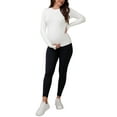 thumbnail image 2 of INSPIRE CHIC Maternity Slim Fit Shirt Stretchy Long Sleeve T-Shirts Thumbholes Round Neck Pregnancy Yoga Top M White, 2 of 6