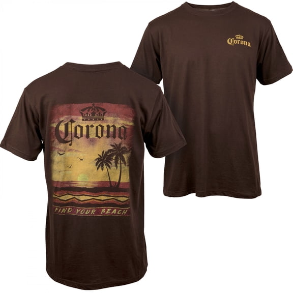 Corona Extra Sunset at The Beach Front and Back Print T-Shirt-Large